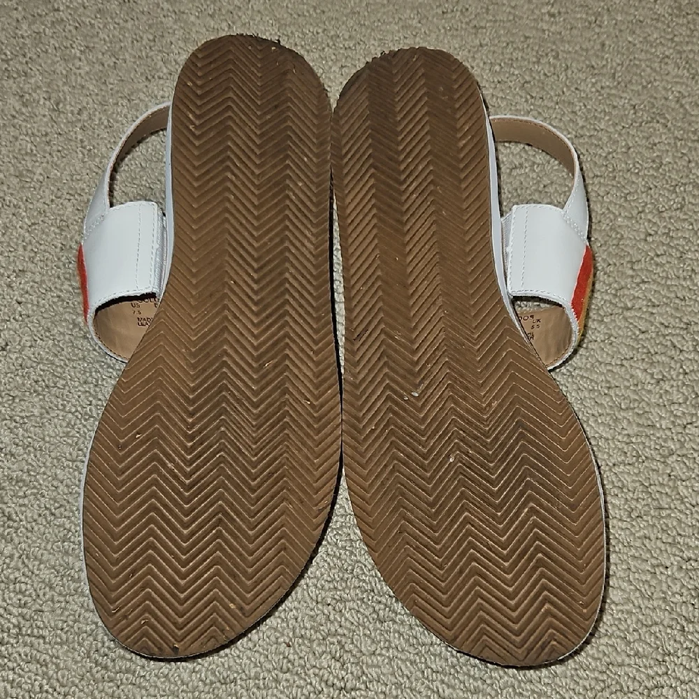 Anthropologie Soludos Sandals with Rainbow Embroidery White Multicolor Size 7.5